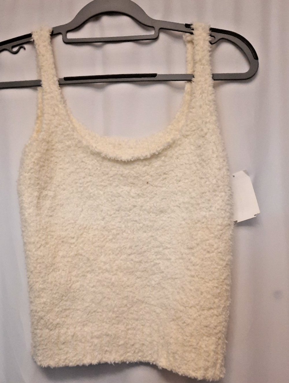 Skims Cozy Knit Fuzzy Tank Top Cream L/XL NWT